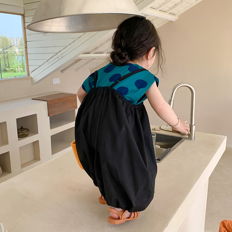Set Áo Sát Nách Cổ Tròn Họa Tiết Bọ Rùa Chấm Bi + Áo Hai Dây Màu Đen Phong Cách Phương Tây Dễ Thương Thời Trang Mùa Hè Cho