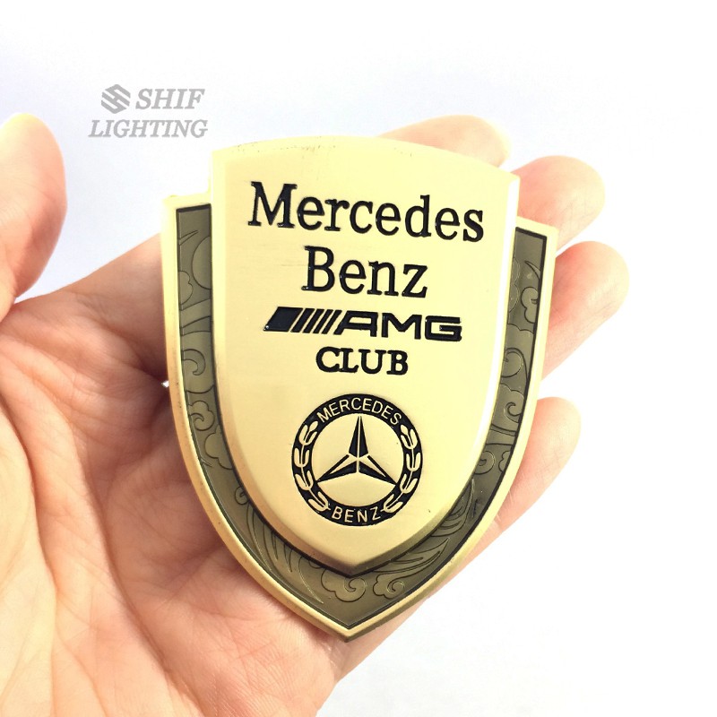 Miếng dán logo kim loại màu vàng trang trí xe Mercedes Benz / AMG