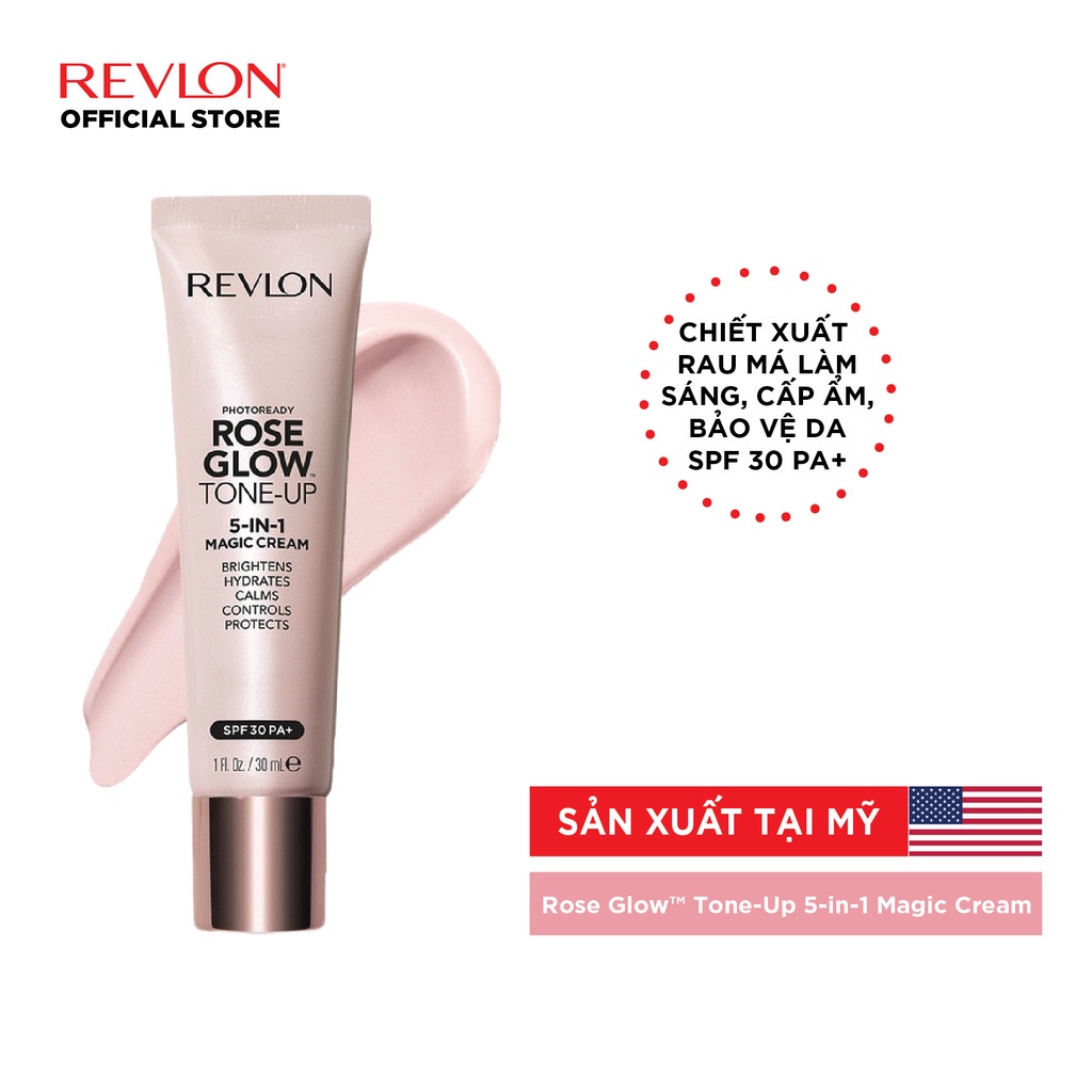 Kem lót chuyên nghiệp 5in1 Revlon Photoready Rose Glow Tone-Up 5in1 Magic Cream SPF 30PA+ 30ml