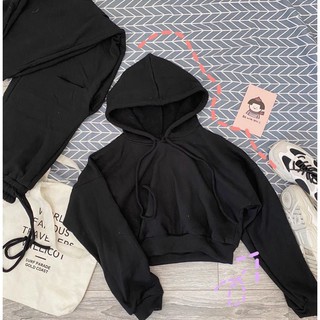 Set thể thao croptop hoodie + quần suông rách gối