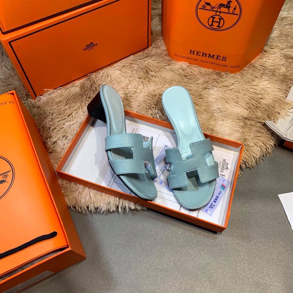 Guốc HM gót 5p ,màu xanh - RedDress