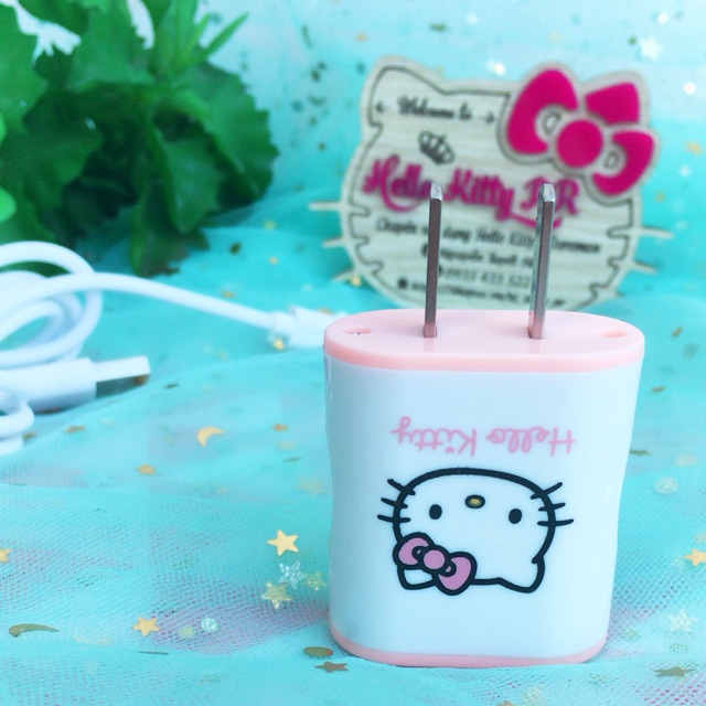 Cục sạc kép tặng kèm dây sạc iphone/ipad/android HELLO KITTY