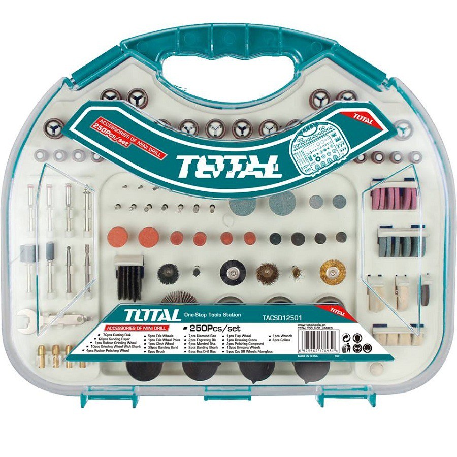 250 CHI TIẾT BỘ LINH KIỆN KHOAN MÀI MINI TOTAL - TACSD12501