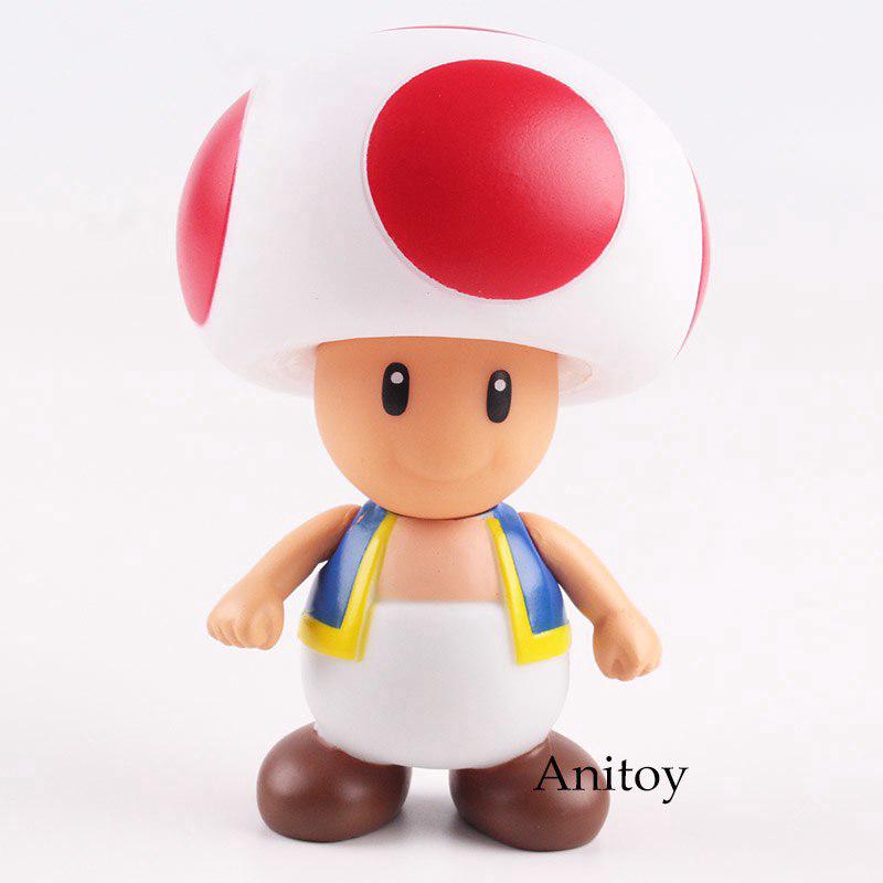 Mô hình nhân vật Toad trong game Super Mario Bros dài 10cm chất liệu PVC