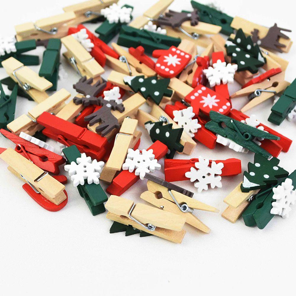 Set 24 / 10 Kẹp Giấy Bằng Gỗ Dùng Trang Trí Giáng Sinh DIY