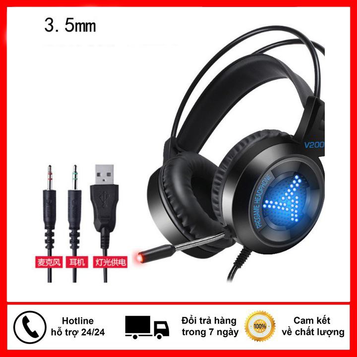 (HÀNG TỐT GIÁ SỐC) Tai Nghe Chụp Dây Dù V2000 Gaming Âm Thanh Hay - Nghe To Có Mic Đàm Thoại Loại Tốt