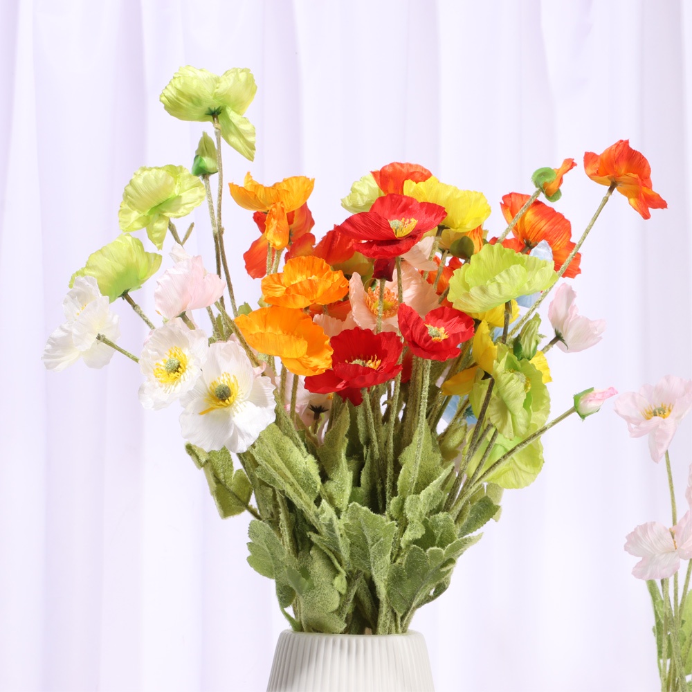 Nhánh Hoa Anh Túc Nhân Tạo Nhiều Màu Chất Lượng Cao Dùng Để Trang Trí Nhà Tiệc Cưới