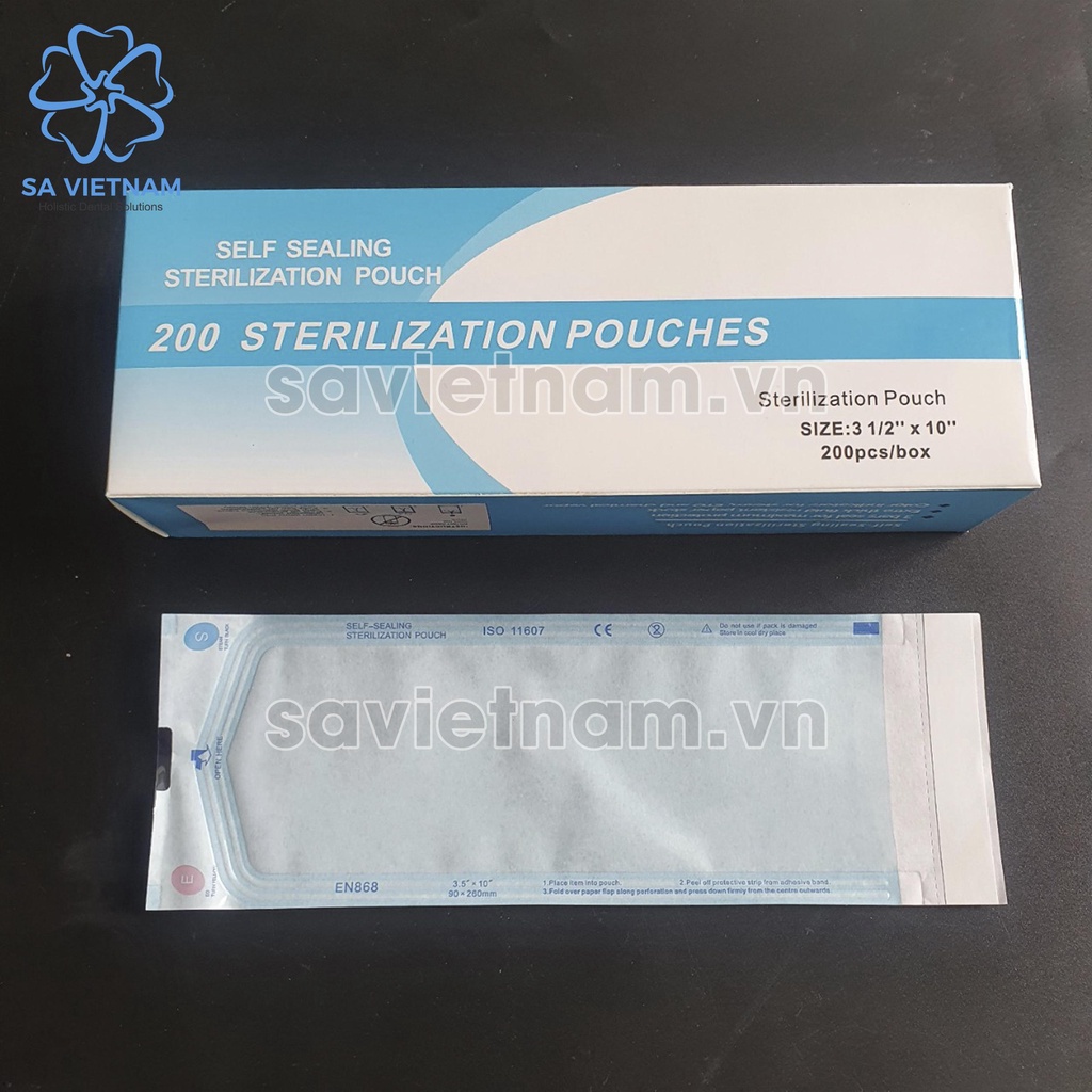 Hộp 200 túi hấp tiệt trùng đóng gói sẵn 57x130mm, 90x165, 90x260, 135x280 - TÚI ĐÓNG GÓI VÔ TRÙNG Y TẾ DÁN SẴN
