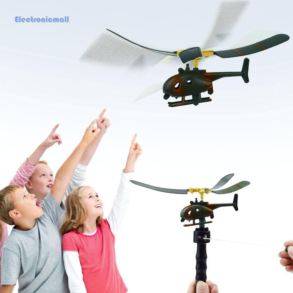 Đồ chơi mô hình trực thăng kéo dây cót có cán cầm tay cho bé