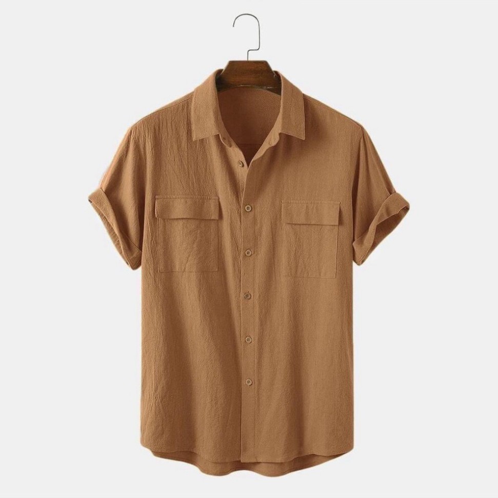 Áo Sơ Mi Nam, Áo Đũi Nam Tay Ngắn Cổ Bẻ Chất Đũi Tự Nhiên Thoáng Mát Lịch Sự Văn Phòng vip