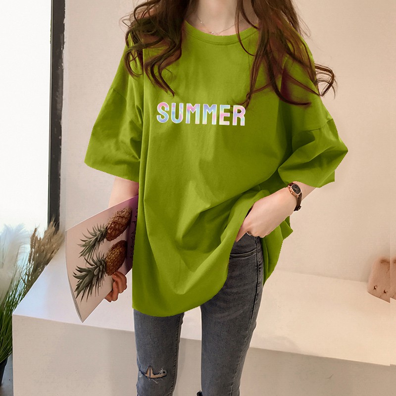NRVP Áo thun ngắn tay dáng rộng phong cách Hàn Quốc thời trang mùa hè 2021 cho nữ
