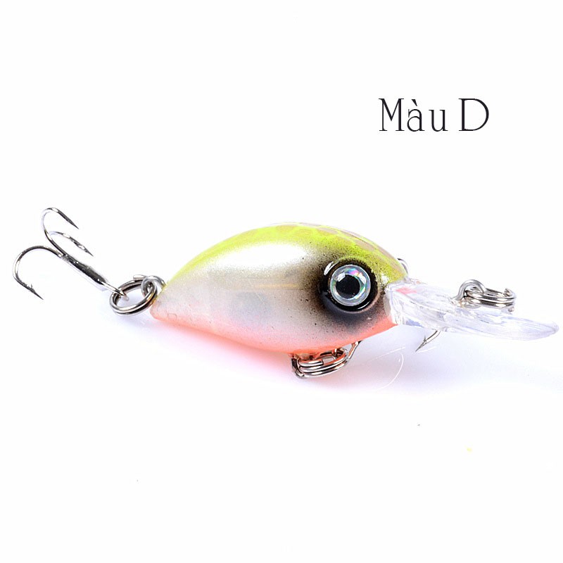 Mồi câu cá giả câu lure 3D Crank 5.2cm 3.8g chuyên bắt cá rô phi, rô ta, chuối, lóc, sộp, thiểu, ngão, chép, chim