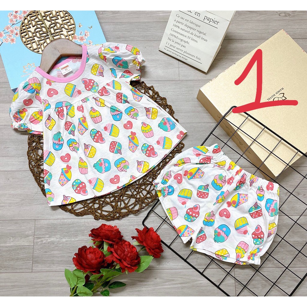 Bộ bánh bèo xuất nhật sợi tre dành cho bé gái