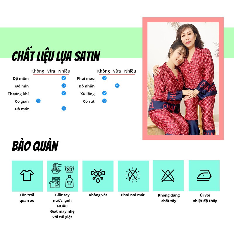 Đồ bộ mặc nhà SBORG bộ pijama lụa satin họa tiết sang trọng tay dài quần dài có túi 50-65kg quà tặng mẹ và vợ