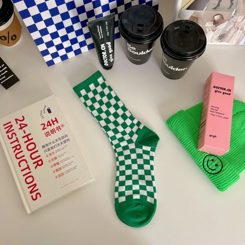 Tất cao cổ Kẻ Caro sắc màu nam nữ unisex chất đẹp TC36