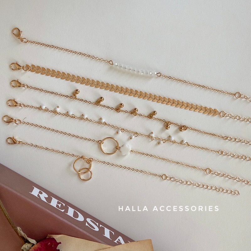 Vòng tay Lắc tay Hợp kim màu Gold 6 mẫu đa dạng phong cách HALLA VT114