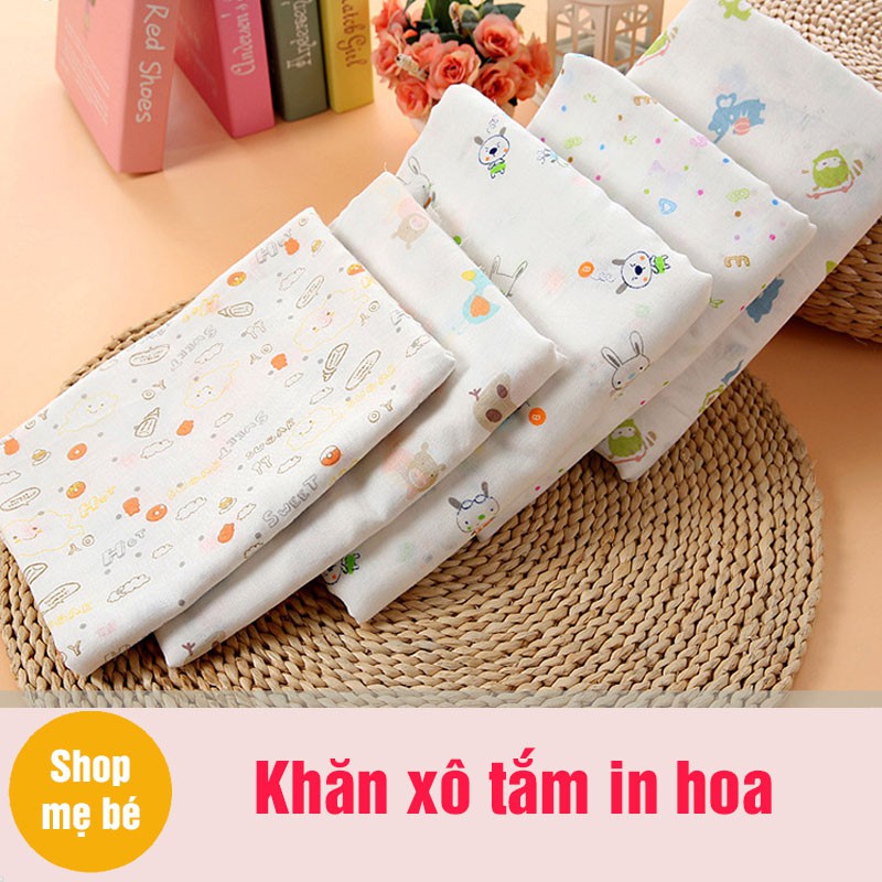 Khăn tắm xô in hoa