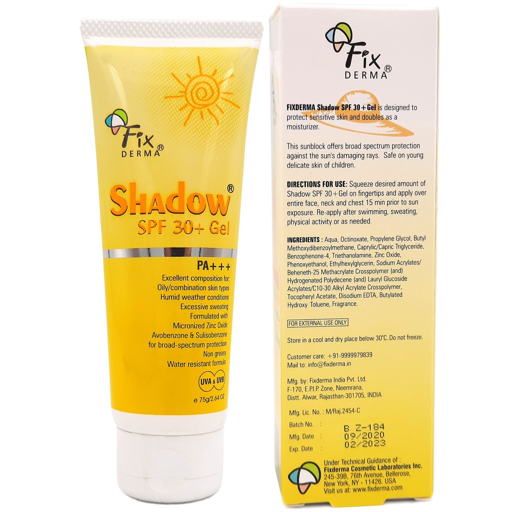 Kem Chống Nắng Phổ Rộng Fixderma Shadow Mỏng Nhẹ Không Gây Bí Da SPF50 Cream SPF 30 Gel Nhập Khẩu Chính Hãng