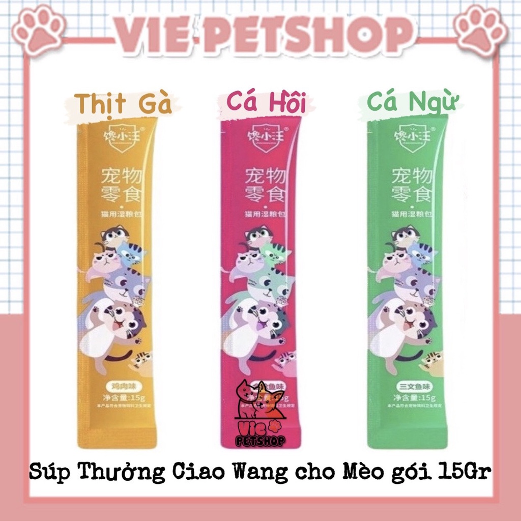 COMBO 50 Tuýp Súp Thưởng Cho Mèo Thơm Ngon Mix Đủ Vị tuýp 15g  | Vie PETSHOP