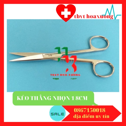 [Hàng Cao Cấp ] Kéo Y Tế Thẳng Nhọn 2 Đầu 18cm- Kéo Cắt Chỉ