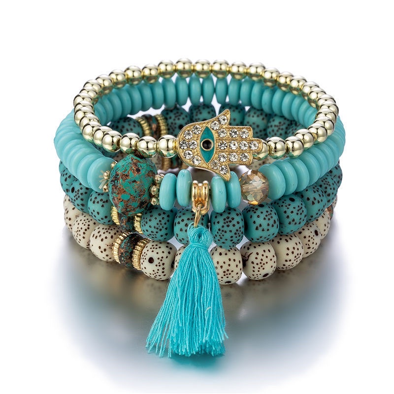 Set vòng tay chuỗi hạt phong cách boho vintage cổ điển