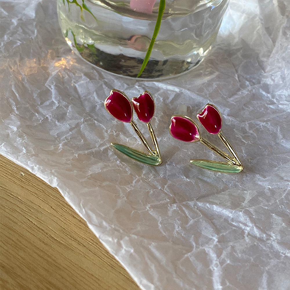 Hoa Tai Hình Hoa Tulip Phong Cách Vintage Dành Cho Nữ