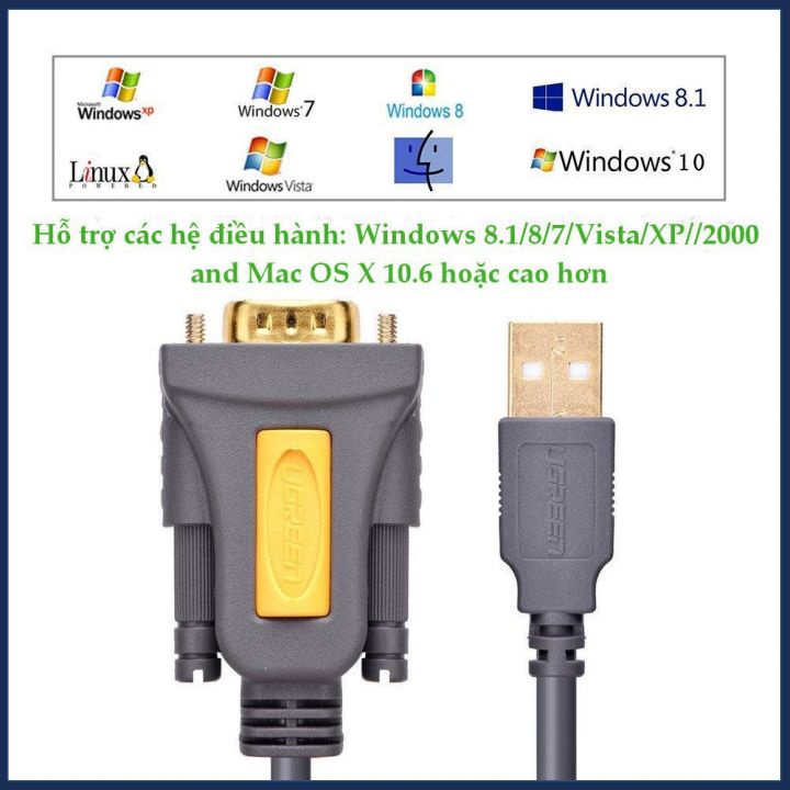 Cáp USB To Com dài 1m chính hãng Ugreen 20210 cao cấp