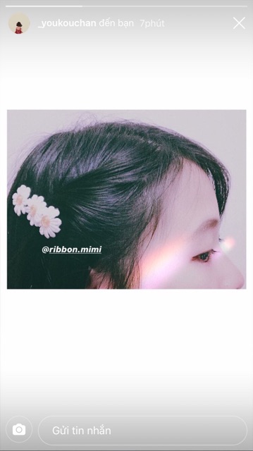 [ Hàng Thiết Kế ] Kẹp Tóc Mái Hoa Cúc Vải Handmade Họa Tiết Hoa Cao Cấp Ribbon.mimi Daisy Kẹp Mái