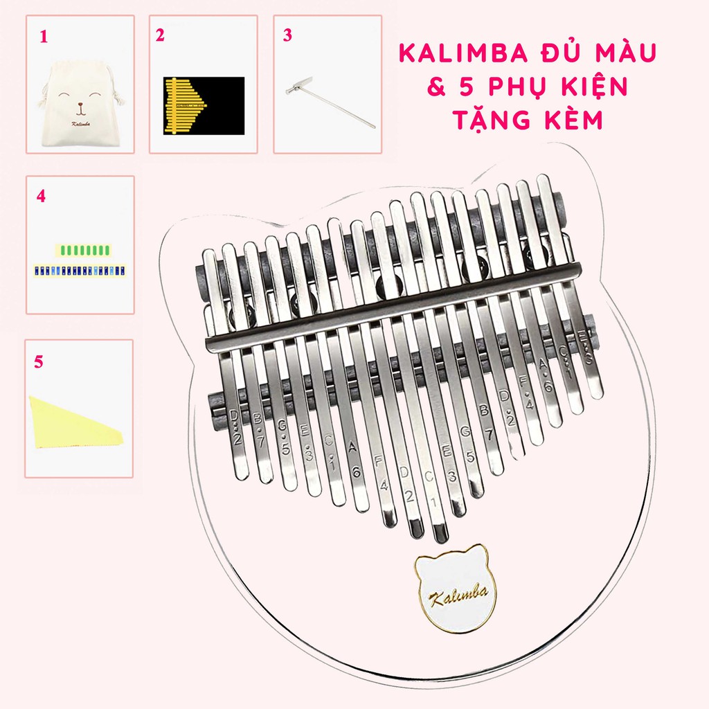 Đàn Kalimba Kitty Siêu Dễ Thương Quà Tặng Trang Trí Văn Phòng Kalimba 17 Phím Kitty Trong Suốt