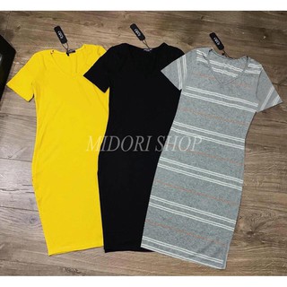 ĐẦM ÔM BODY CỔ TIM TAY NGẮN CHẤT THUN GÂN CO GIÃN TỐT CỰC XINH MIDORI247, Đầm cổ tim tay ngắn nữ