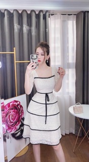 🔥🔥[Ảnh thật + video] Đầm BigSize dáng xòe phối lưới chấm bi
