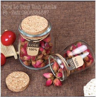 [HCM]Hũ Thuỷ Tinh Pudding Lùn Nút Gỗ Ép 100ml