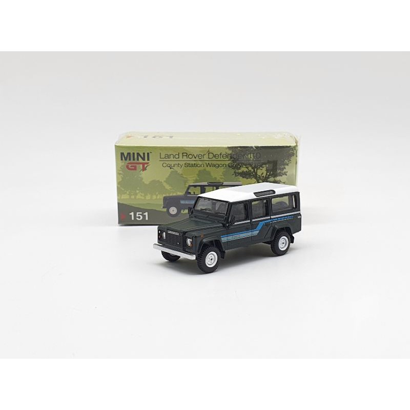 Xe Mô Hình Land Rover Defender 1985 County Station Wagon Grey RHD 1:64 Mini GT (Đen)