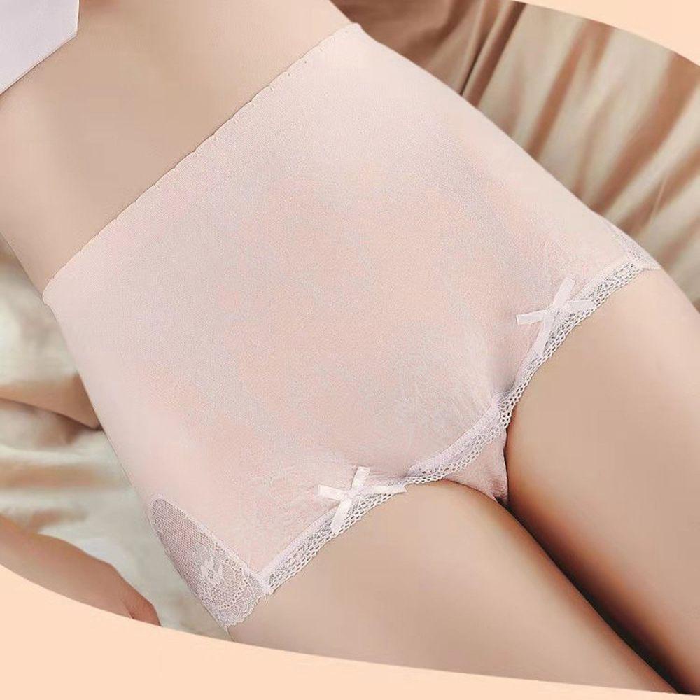 QQMALL Quần Lót Eo Cao Mềm Mại Thoáng Khí Màu Trơn In Họa Tiết Hoa Phong Cách Hàn Quốc Cho Nữ