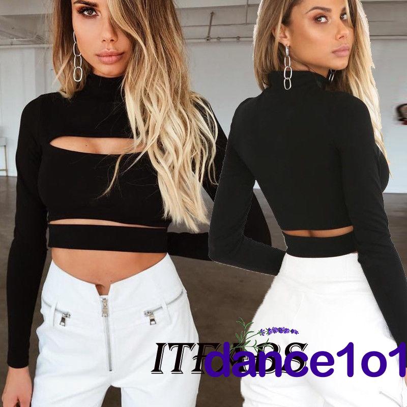 Áo thun tay dài đan dây gợi cảm cho nữ