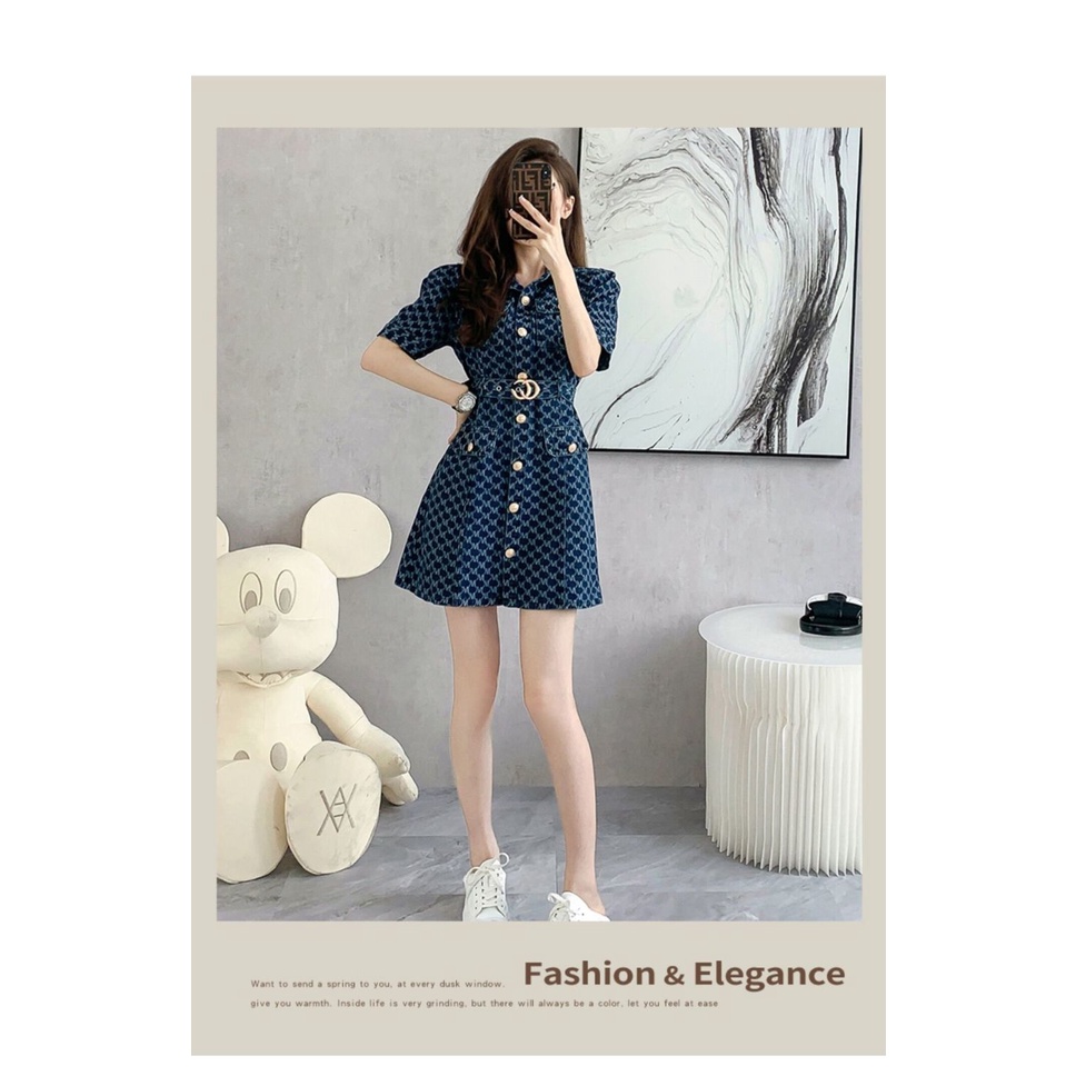 French style small fragrance denim dress 2022 summer new style western style patchwork slim fitting skirt