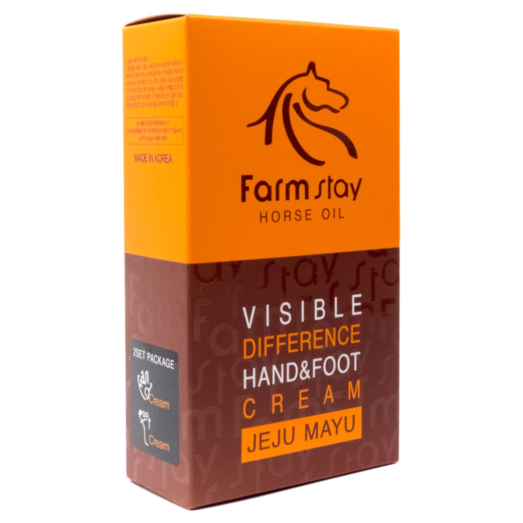 [Đủ Bill] Kem dưỡng ẩm da tay và mềm gót chân mỡ ngựa Farmstay Horse Oil Visible Difference Hand & Foot Cream 100gx2