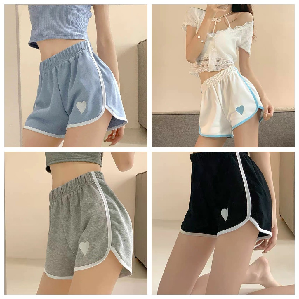 Quần đùi nữ mặc nhà sọc viền VIETSTAR quần short nữ ngắn cạp chun Tim trước chất Umi Ulzzang