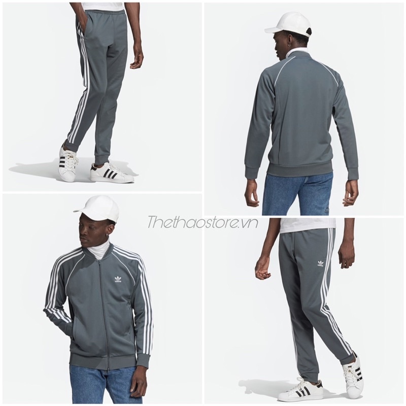 Bộ Quần Áo Thể Thao Unisex Nam Nữ Adidas SST Track - Màu Màu Xám