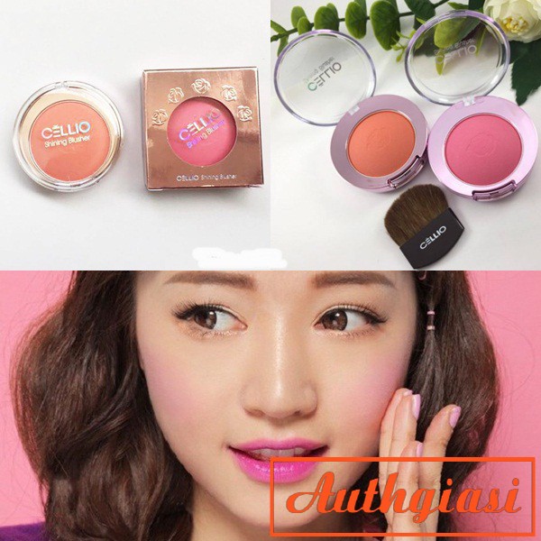 Phấn má Cellio Shining Blusher kèm chổi má