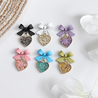 Charm nơ tim đá rắc treo rung rinh đính móng