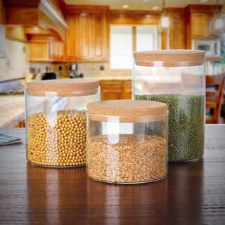 Lọ / Hũ thủy tinh nắp nút bấc đường kính 10cm Thai Glass