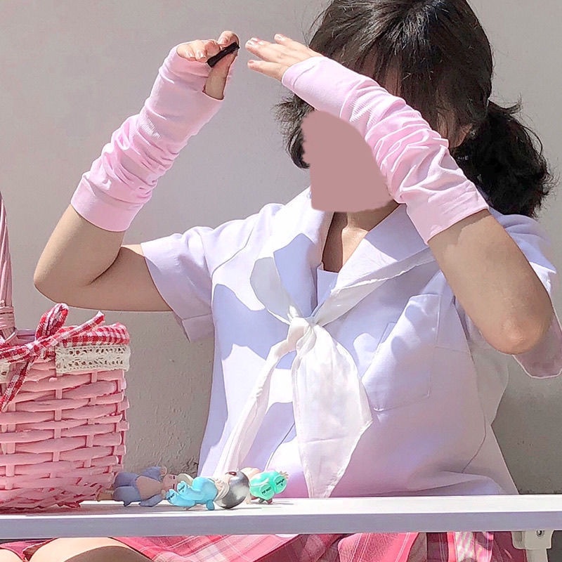 Găng tay ninja dệt kim dài hở nửa ngón chống nắng màu tối thời trang harajuku cho nam và nữ