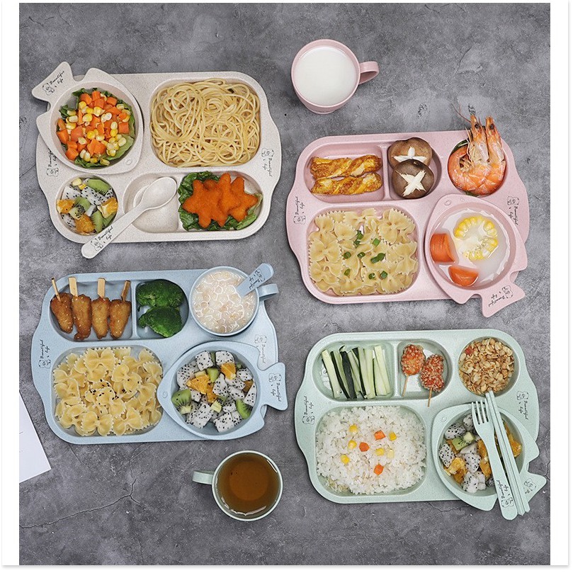 Khay cơm lúa mì 5 ngăn 6 món