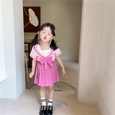 Set Áo Sơ Mi + Chân Váy Xếp Li Phong Cách Hàn Quốc Cho Bé Gái