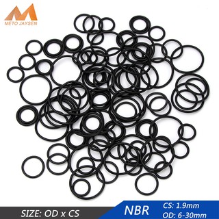 100 chiếc OD 6mm-30mm CS 1.9mm NBR Nitrile Cao su Niêm phong Vòng chữ O Thay thế Vòng chữ O Dụng cụ DIY Màu đen Cải tiến Nhà Thiết bị khí nén Làm lạnh không khí Chống dầu Chống mài mòn Chống nước