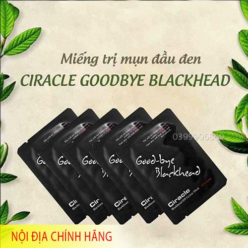 COMBO 2 Miếng  Đẩy Mụn Đầu Đen 1 Miếng Goodbye Blackhead Ciracle + tặng bông tăm đẩy mụn