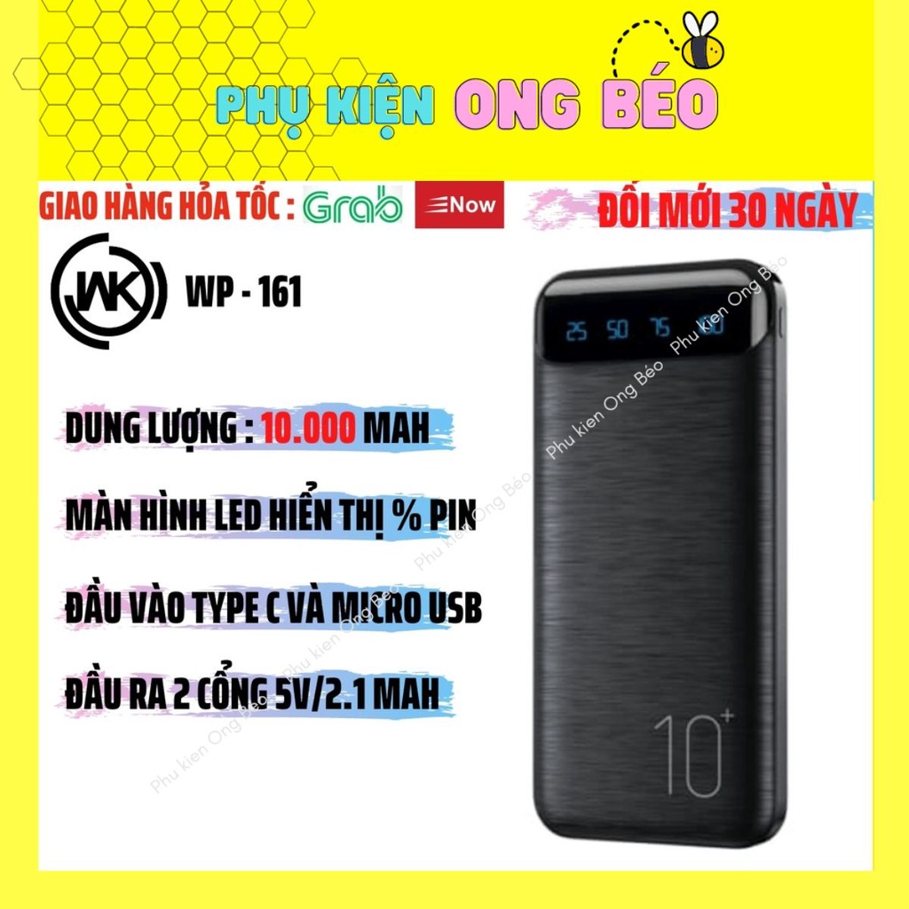 Sạc Dự Phòng 10.000mAh Remax WP161, Pin sạc nhanh hỗ trợ 2 cổng Beetech vn