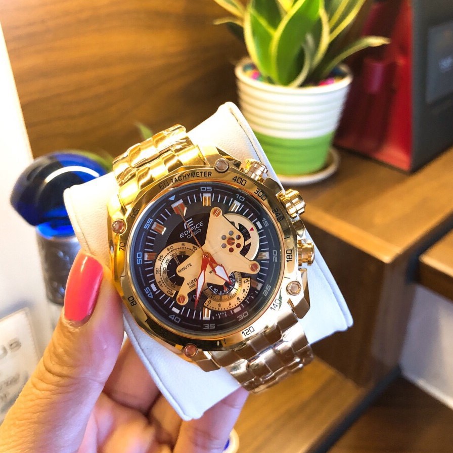 Đồng Hồ Casio Nam Edifice EF-550D Vàng Mặt Đen(Full Box)