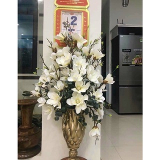 Hoa Mộc Lan cao su 5 bông 90cm, Hoa giả trang trí